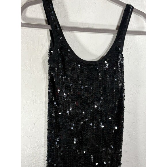 bebe Tops - Bebe Black Sequin Silk Sz Small Woman’s Tank Top Stretch Party, Cocktail Shirt